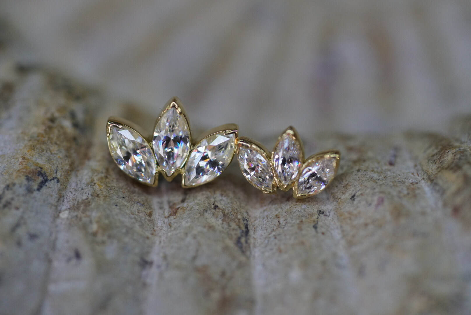 Three Gem Marquise Fans